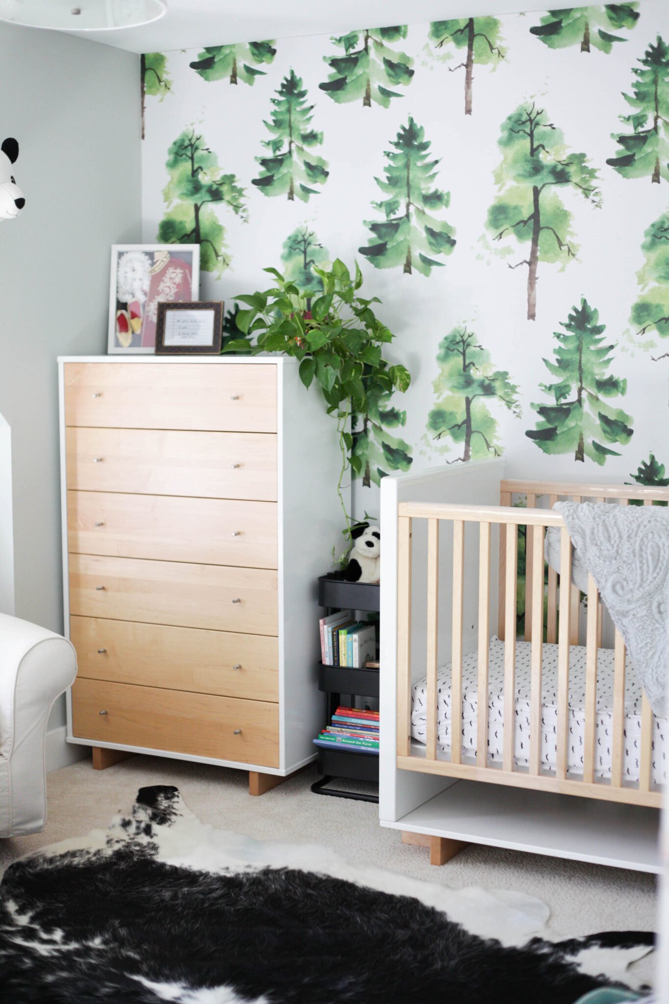 modern kids room with tree removable wallpaper