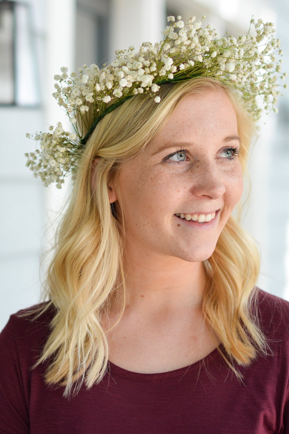 finished baby's breath flower crown