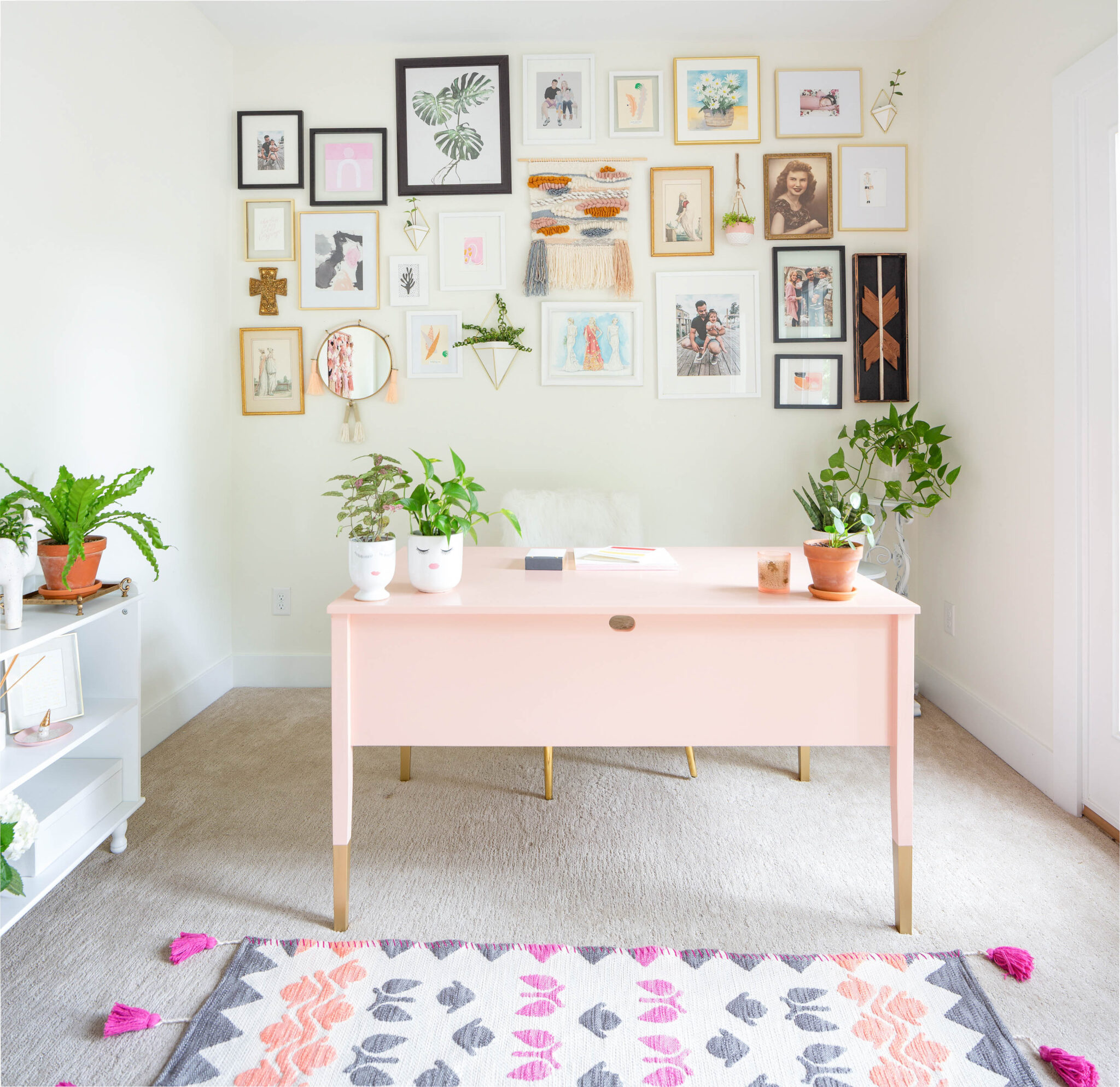 girly pink home office office 