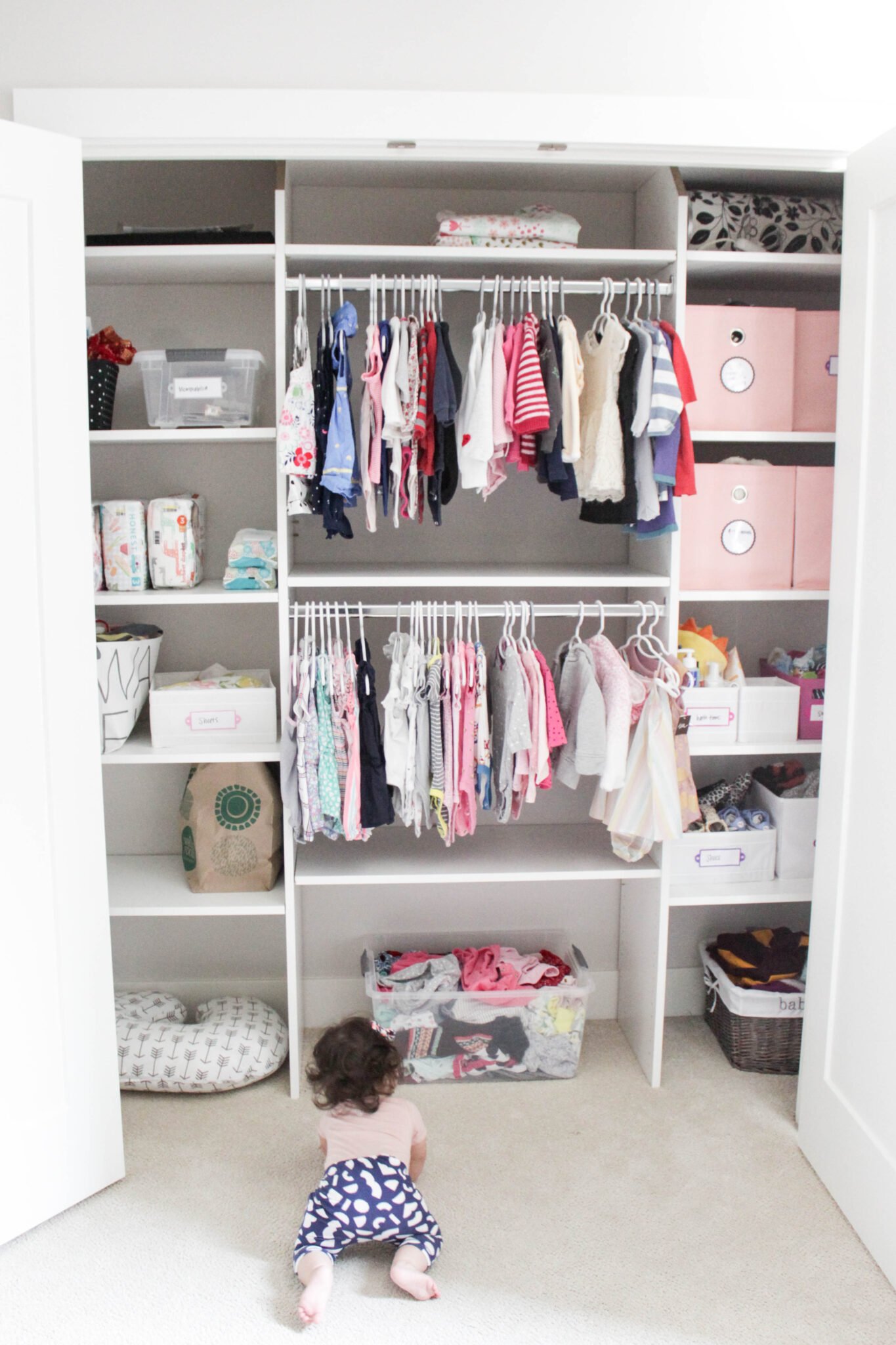 organized baby's closet 