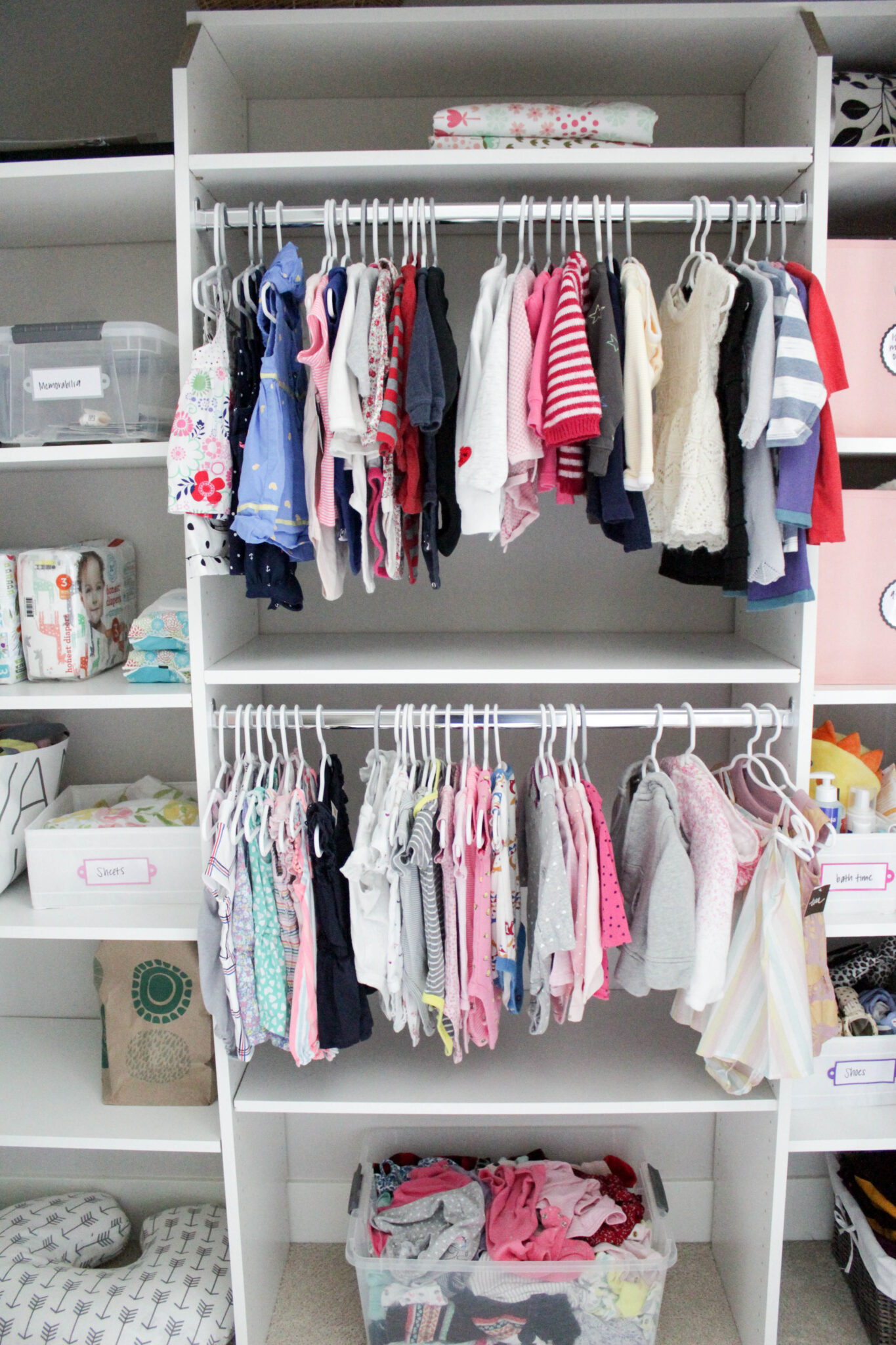 organized baby closet 