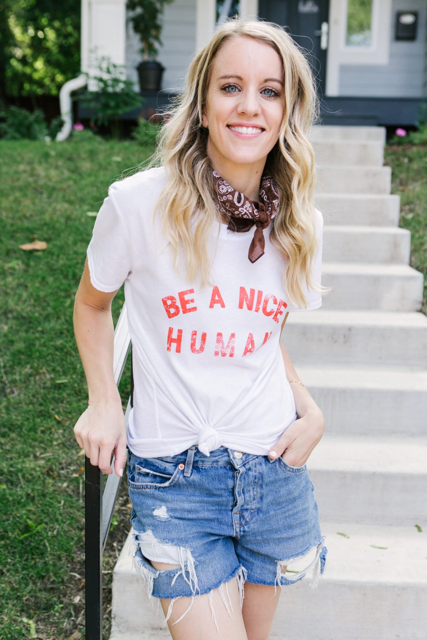 tie a bandana around your neck | be a nice human tee