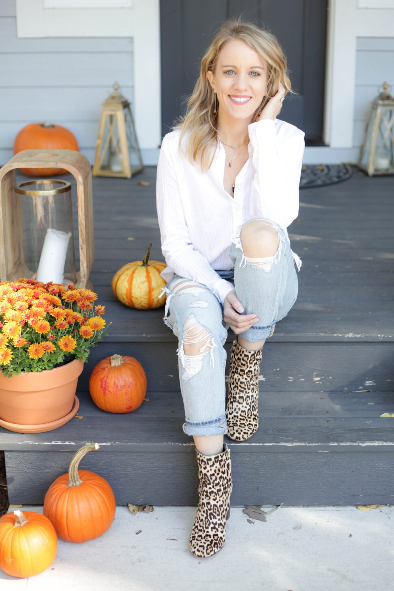 Button down shirt and jeans