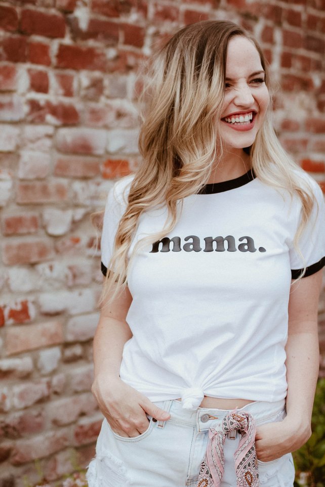 classic black and white mama. tshirt