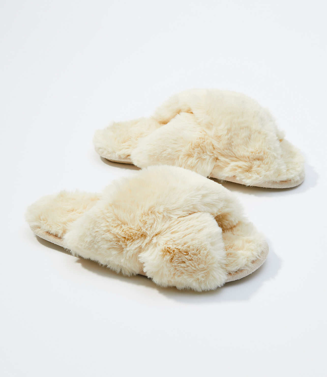 Furry crossover sandal slippers