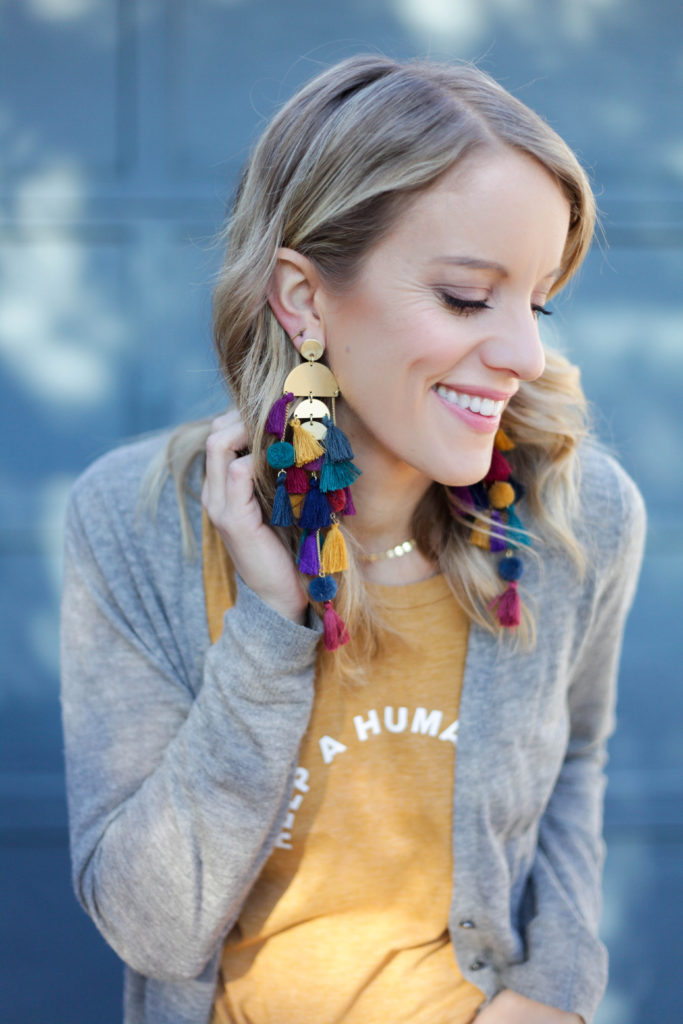 Fall color tassel earrings