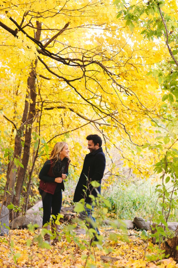 Couple in fall foliage