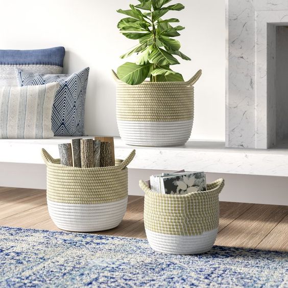 Boho Home Decor - 3 basket set for home storage