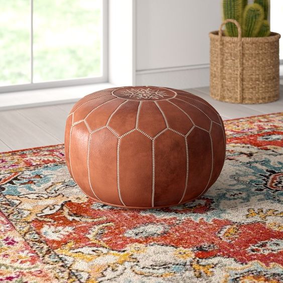 Boho Home Decor - leather pouf perfect for any room #boho #bohohomedecor