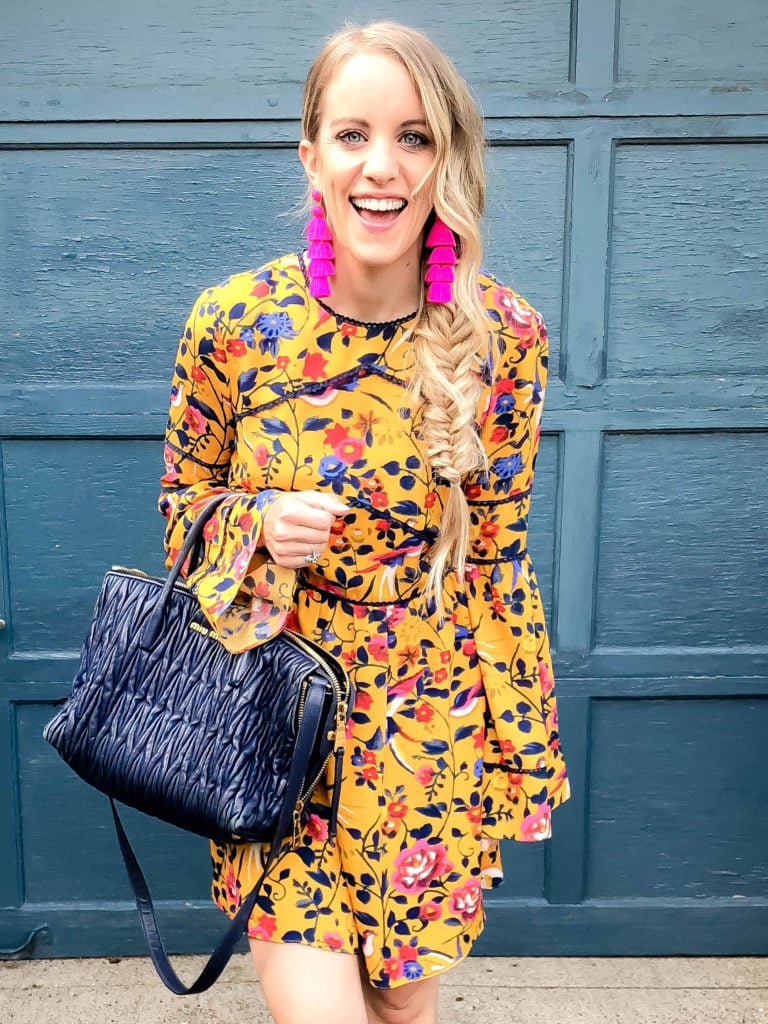 woman wearing yellow dress and miu miu bag