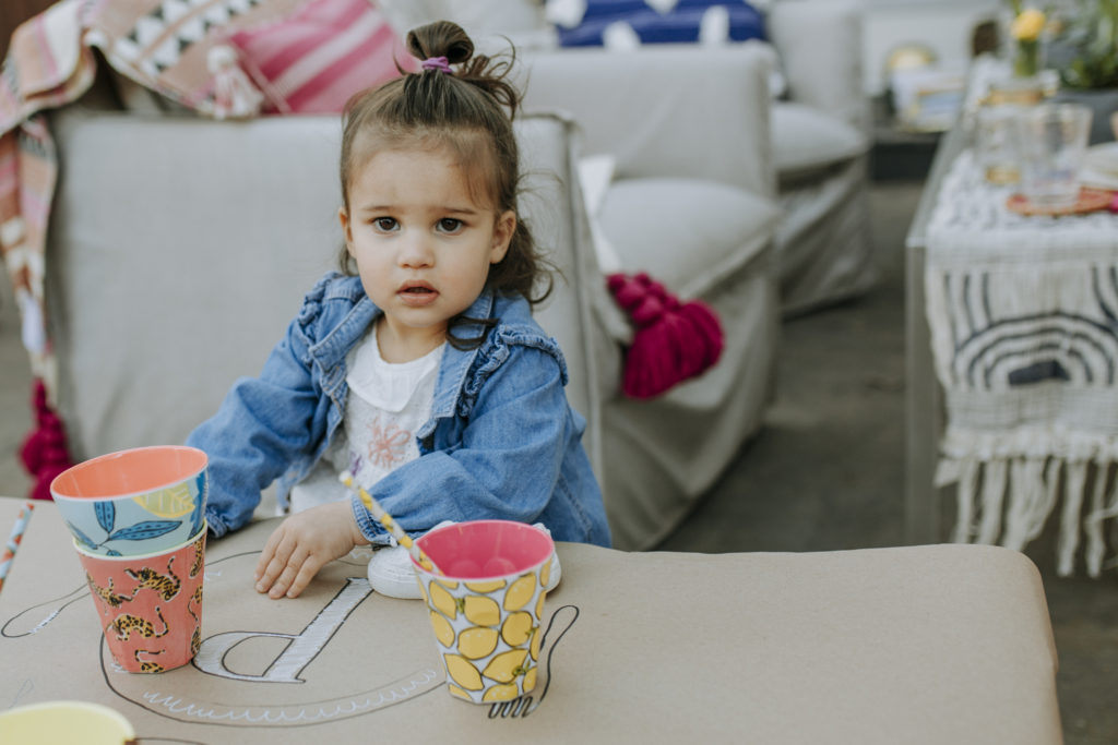 Kids table for an outdoor summer party