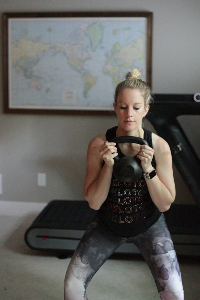Kettlebell workout during second trimester of pregnancy.