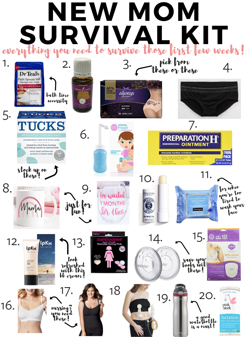 New Mom Survival Kit 20 Items For Post Delivery Paisley Sparrow