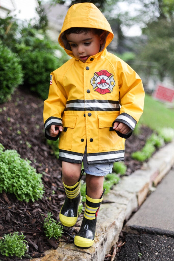 fire man kids rain jacket