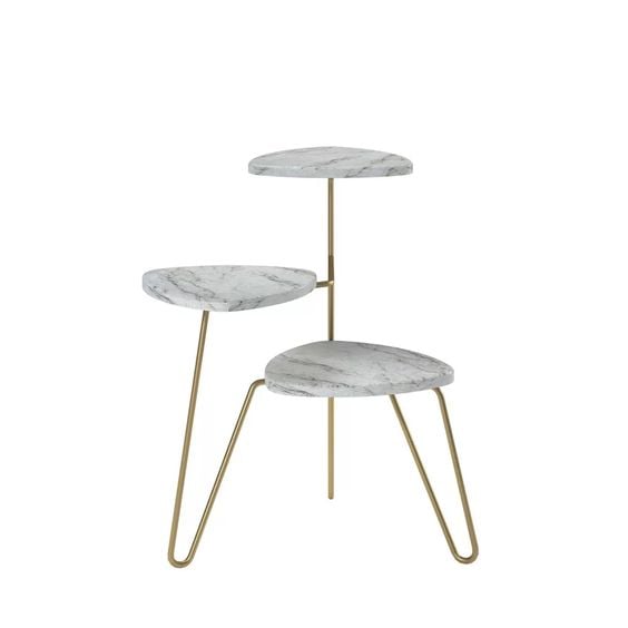 Marble and gold 3-tiered plant stand