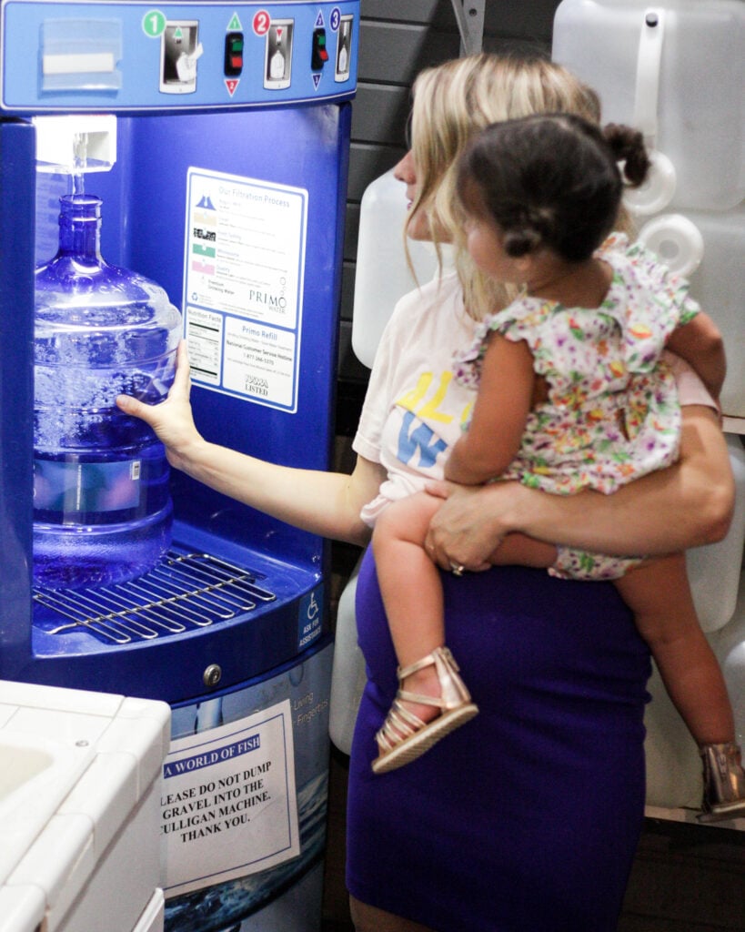 Filling up our water bottle