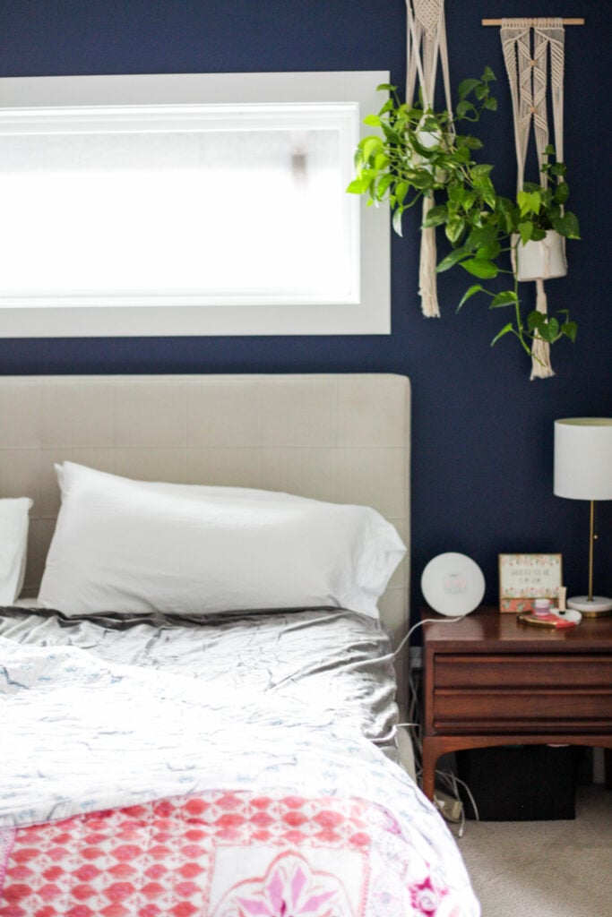 Bedroom with a bed and weighted blanket