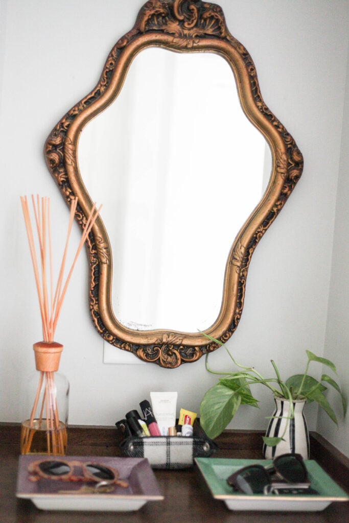 Simple gold mirror for entryway