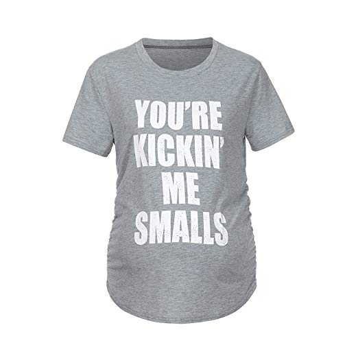 Maternity Kicking Me Smalls Funny T Shirt Pregnancy Announcement Novelty Tee 