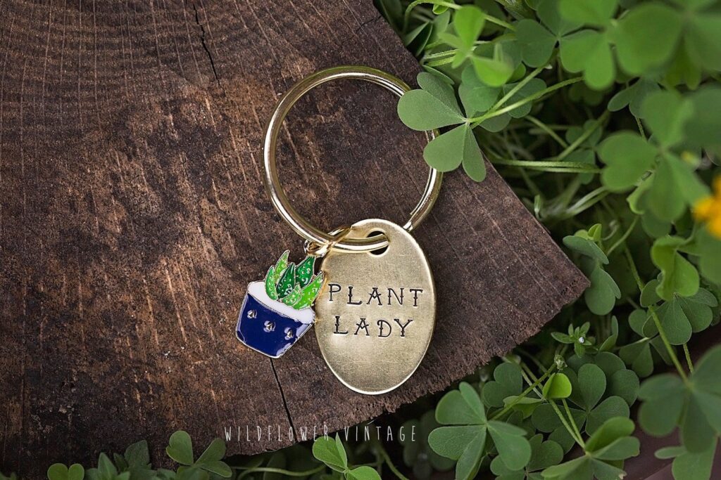 Plant lady key ring.