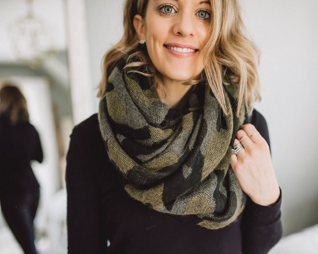 Tuck the ends of your blanket scarf in to create an infinity style look