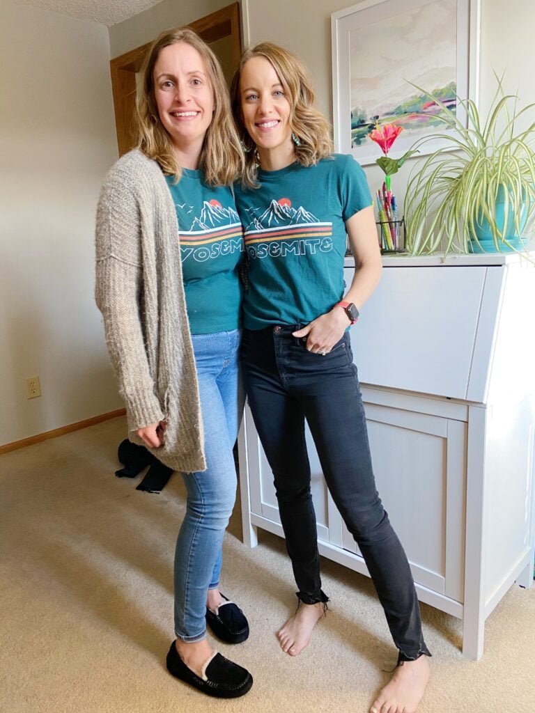 Two women wearing Yosemite cropped tee