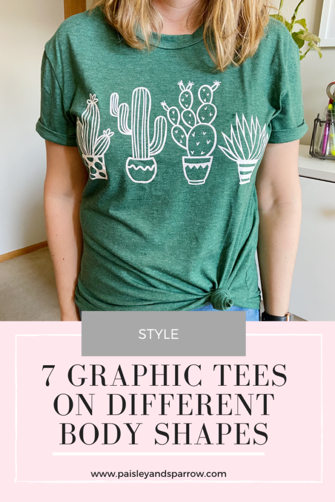 7 graphic tees on different body shapes