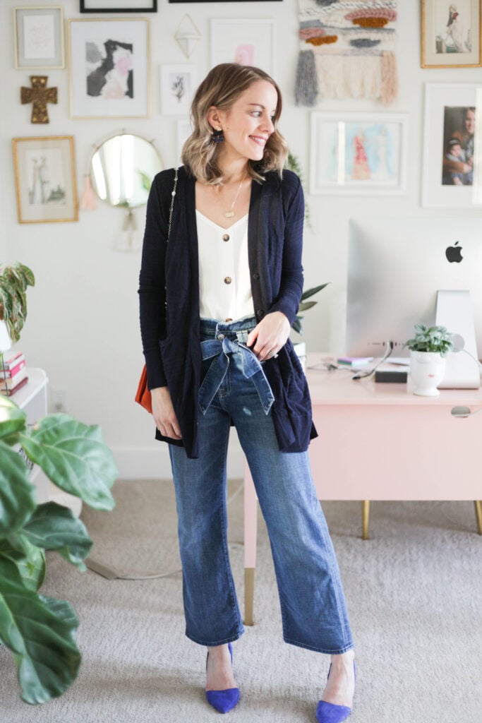 Work Outfit - Cardigan + Heels