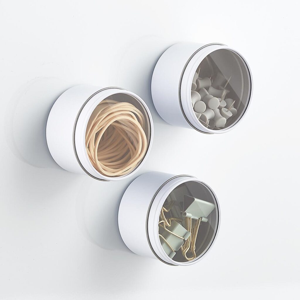 Round magnetic tins from the container stores for holding small items