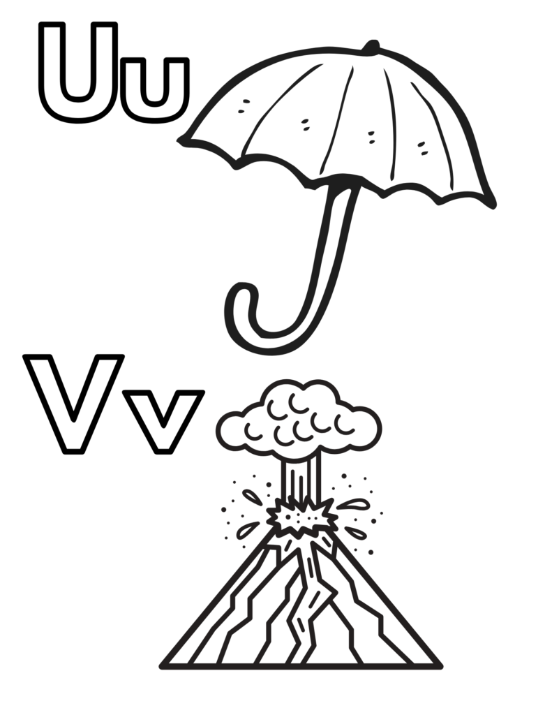 v is for volcano coloring pages