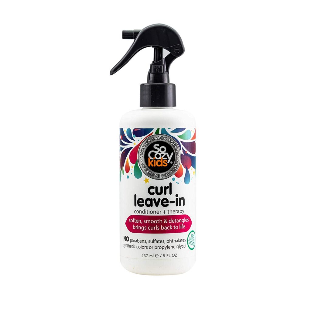 Spray bottle of So Cozy Kids Curl Leave-In spray