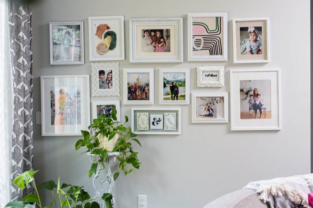 A collection of all white frames