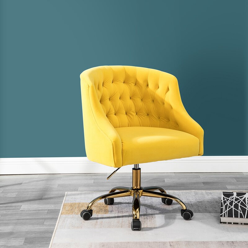 Yellow tufted office chair