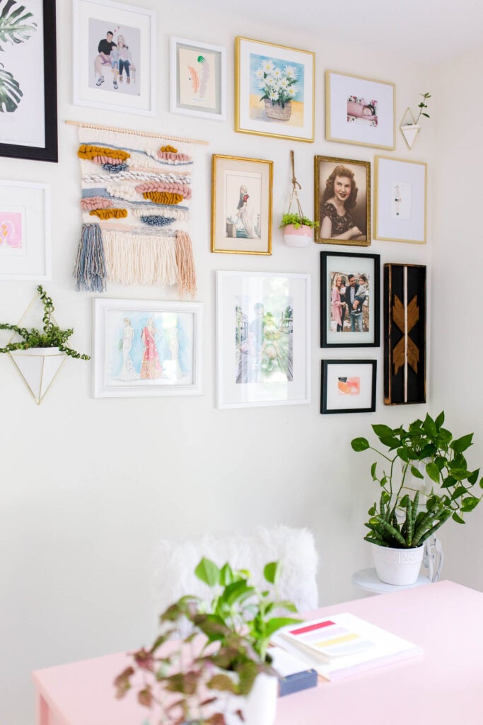 The best gallery wall for a girly home office