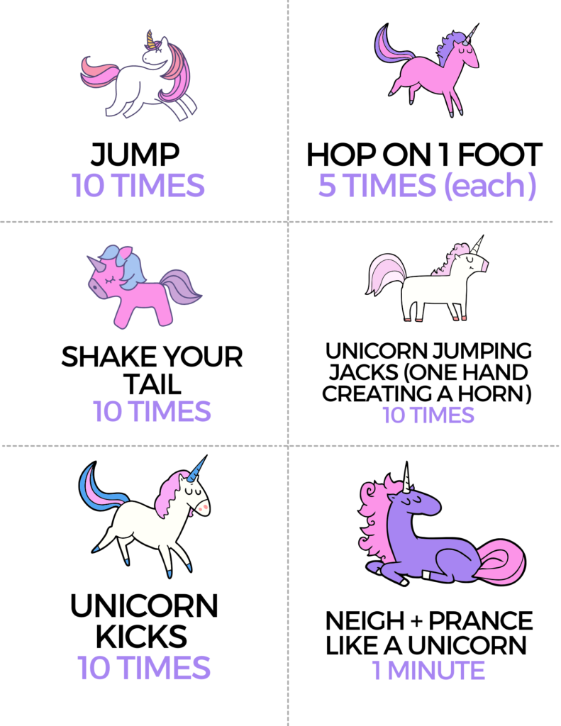 Unicorn activity cards