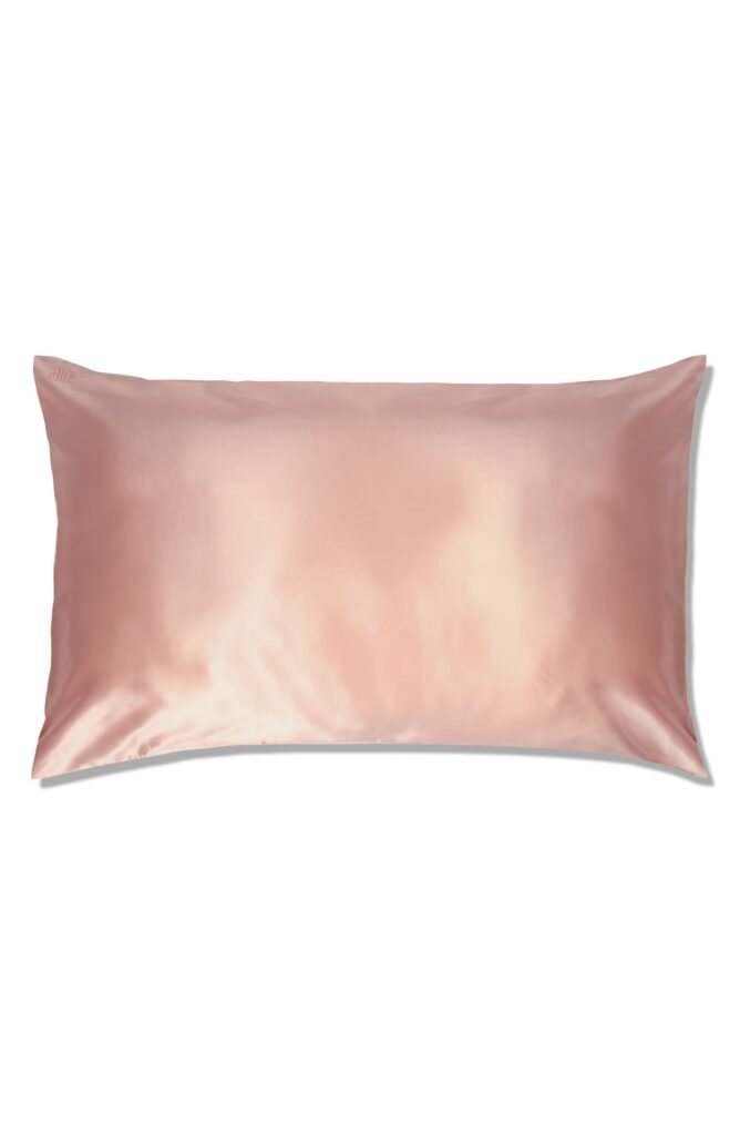 Pink silk pillowcase