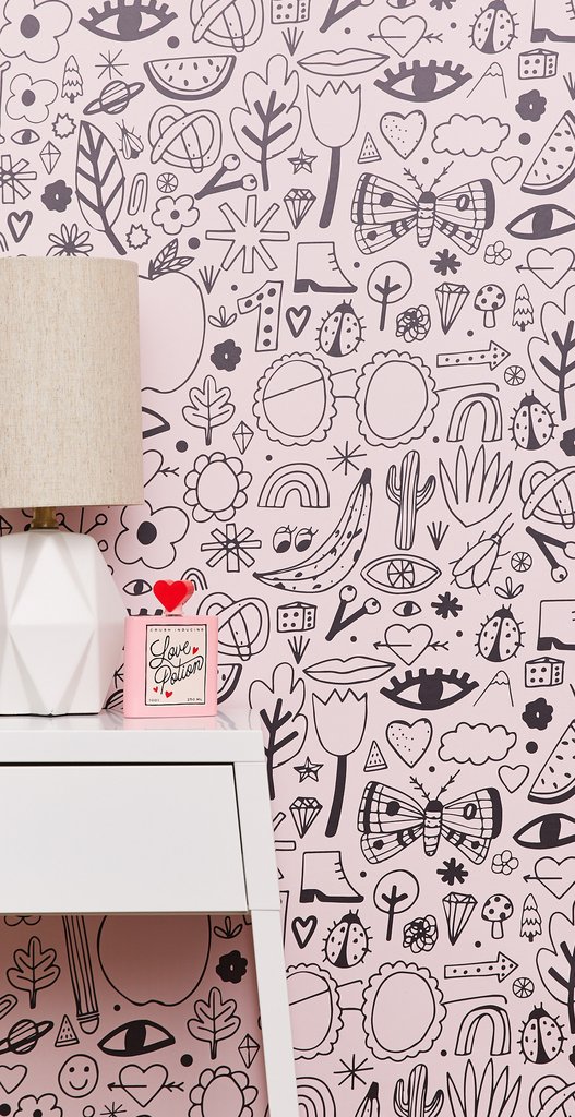 Wallpaper with whimsical pattern