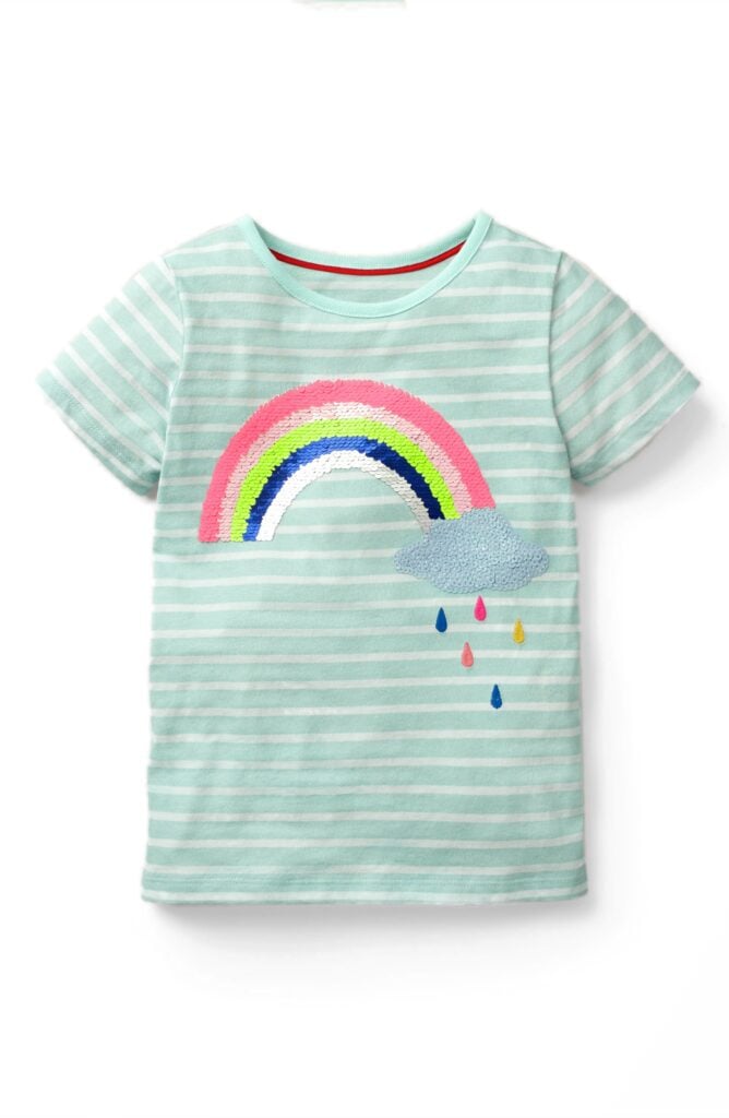 Blue striped sequin rainbow shirt