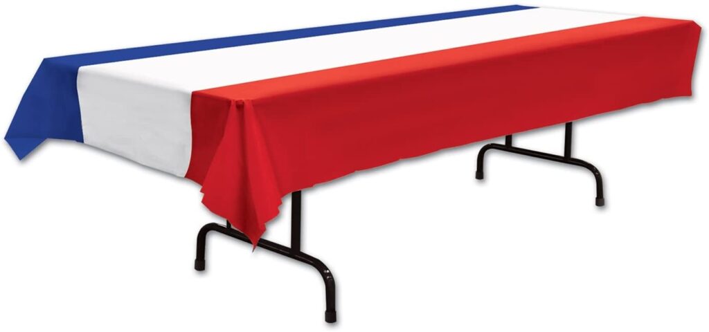 Red white and blue strip tablecloth