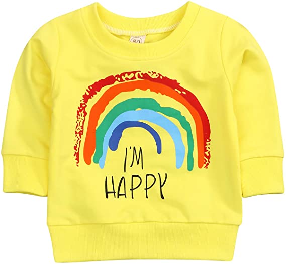 Yellow I'm Happy rainbow sweatshirt