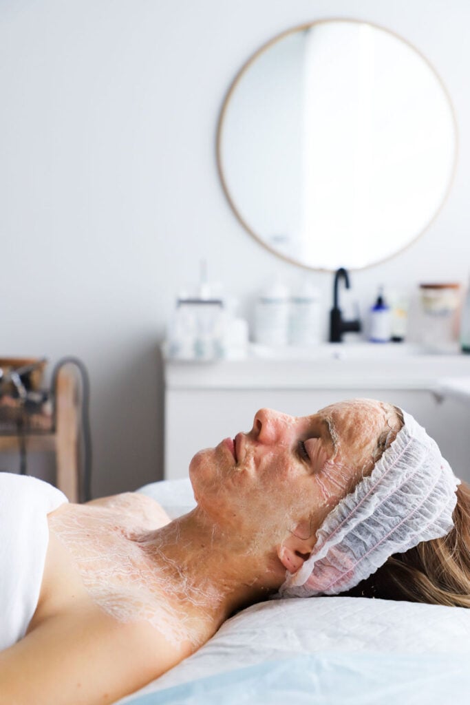 Woman doing a facial at home