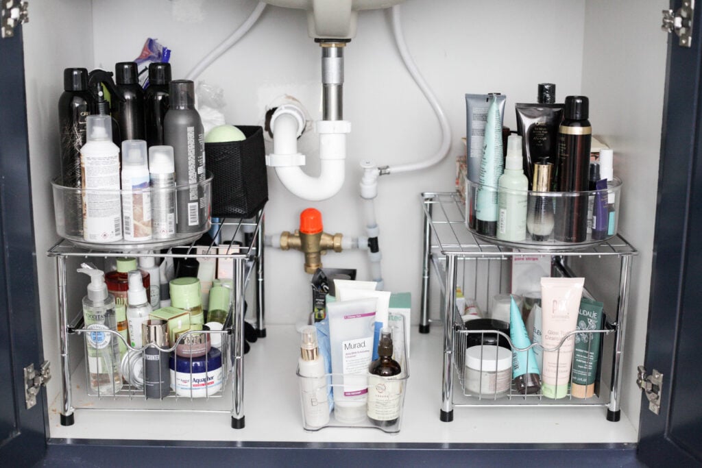 under the sink sliding basket organizer