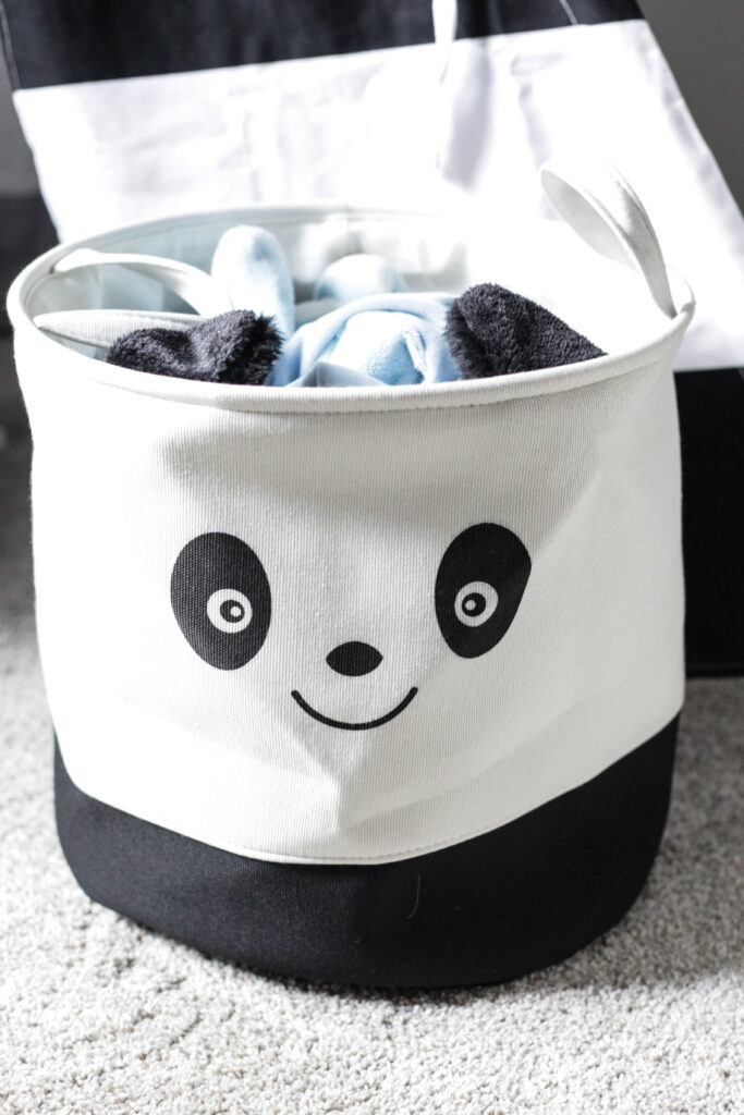 Fabric panda storage bin