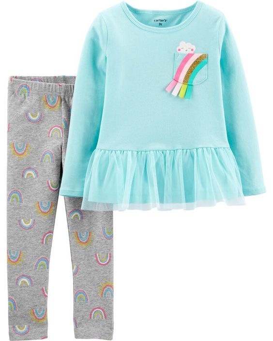 Rainbow peplum top and matching leggings