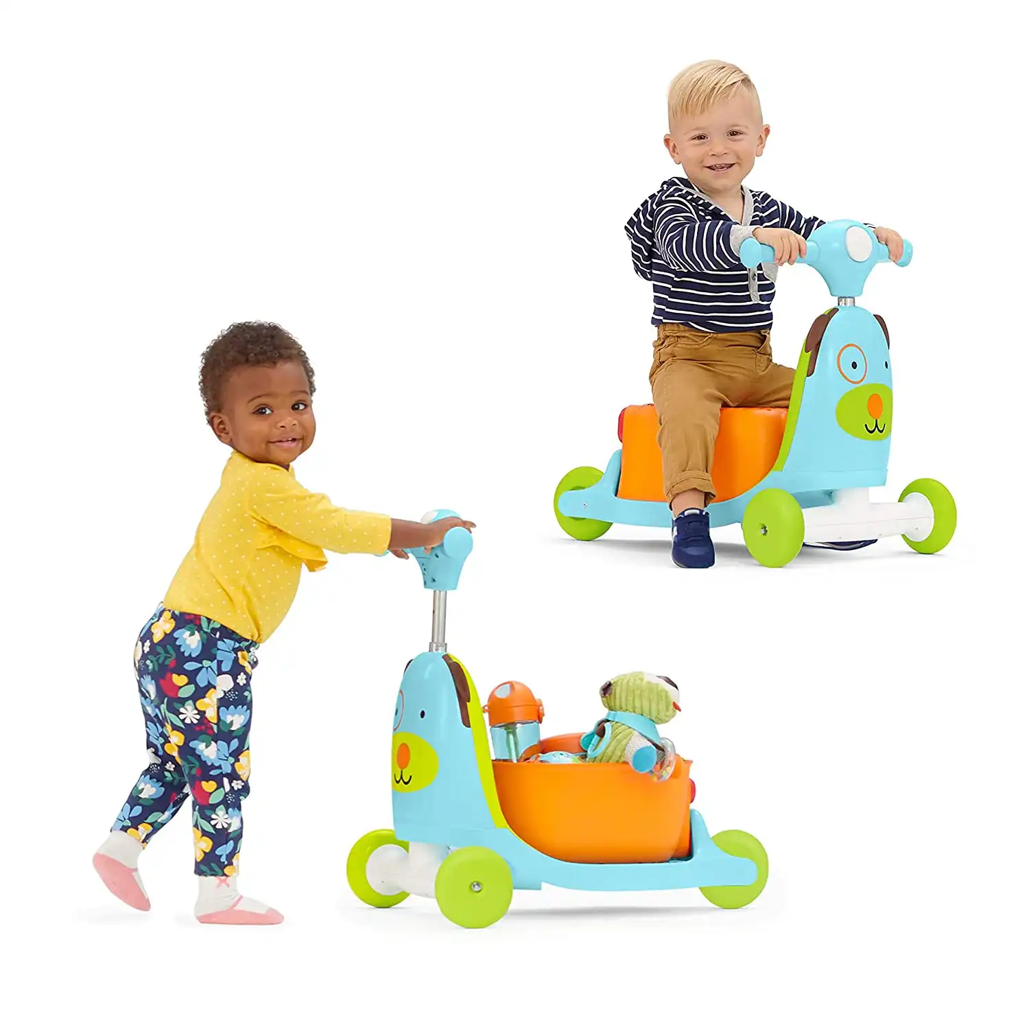 Skip Hop Kids 3-in-1 Ride On Scooter and Wagon Toy - Dog