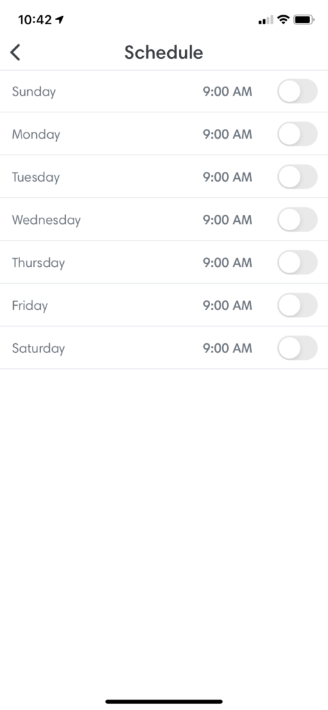 Roomba schedule in app