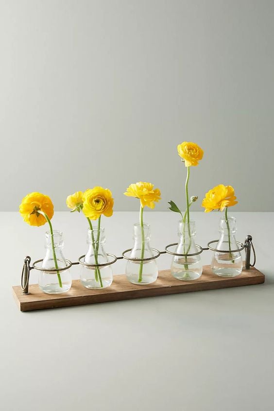 set of 5 bud vases