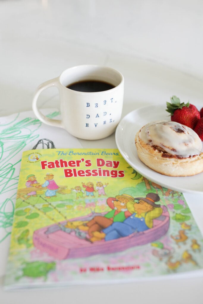 Breakfast, Father's Day Blessings Berenstain Bears book, and Best Dad Ever mug