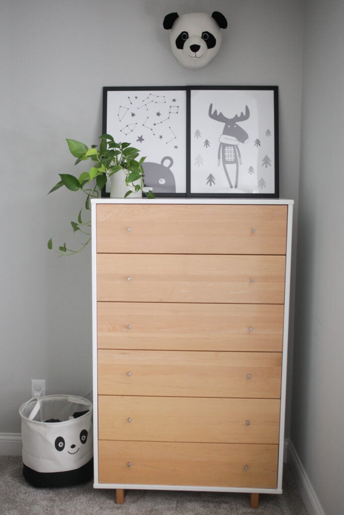 Neutral dresser and black and white decor