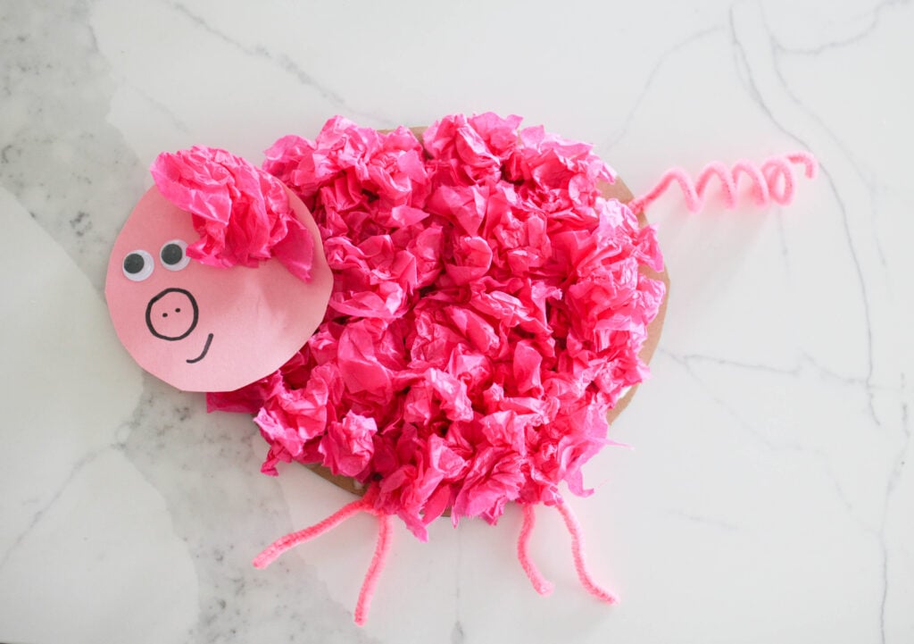 Simple DIY Pig Tissue Paper Craft for Toddlers